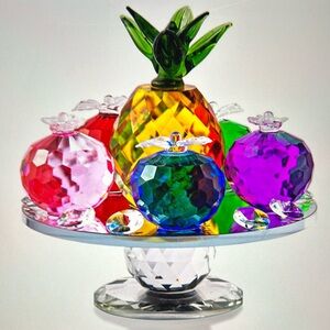 Crystal Faceted Apple & Pineapple Figurine